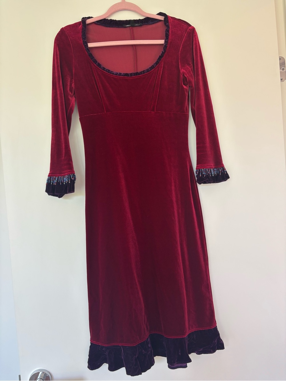 Vintage Betsey Johnson Red Velvet Dress